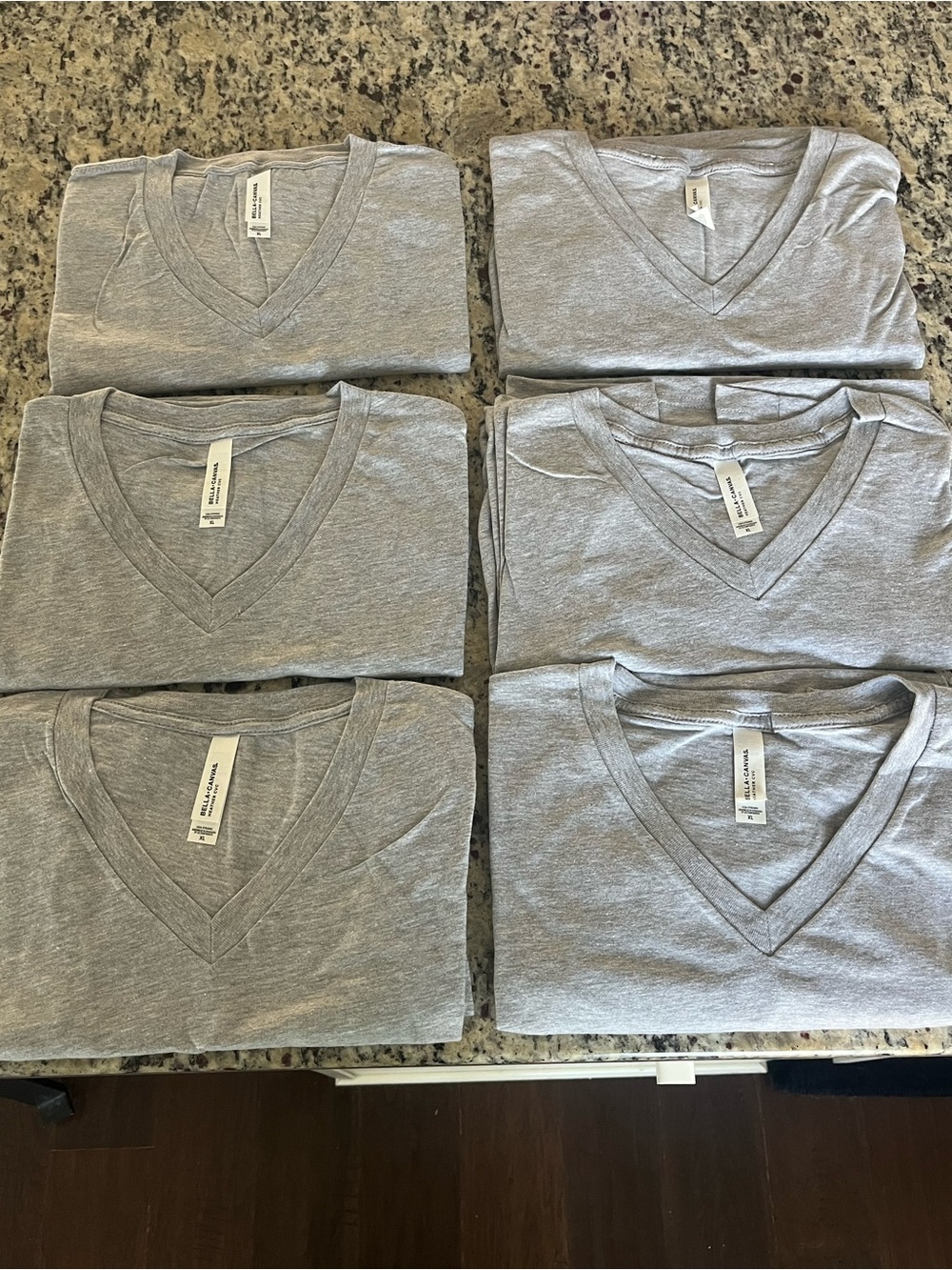 Bella Canvas blank Lot of 3005CVC 6 Gray V-Neck Tees Unisex